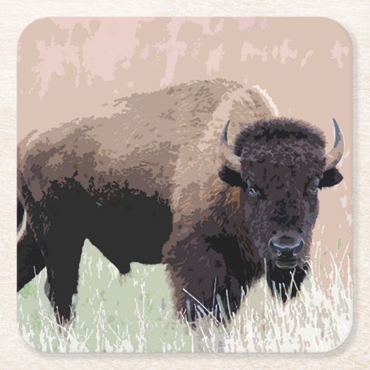 Buffalo / Bison Rechteckiger Pappuntersetzer (Vorderseite)