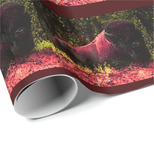 Buffalo Bison Red Tones Artwork Whitepaper Geschenkpapier (Rolleneckpunkt)