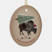 Buffalo Bison Santa Arrow Schnee Weihnachtsbaum Keramik Ornament (Rechts)