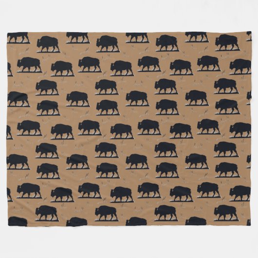 Buffalo Bison Silhouette Grassland Muster Fleecedecke (Vorderseite (Horizontal))