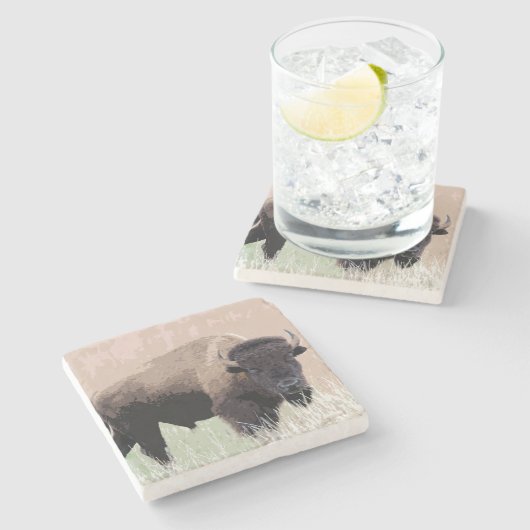 Buffalo / Bison Steinuntersetzer (Seitenansicht)