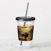 Buffalo Bison Sunset Silhouette Acryltrinkbecher (Rückseite)