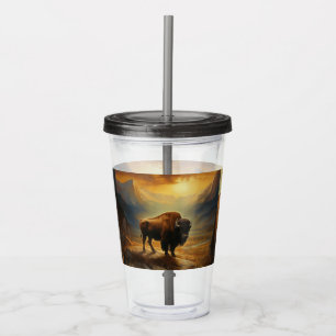 Buffalo Bison Sunset Silhouette Acryltrinkbecher