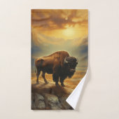 Buffalo Bison Sunset Silhouette Badhandtuch Set (Handtuch)
