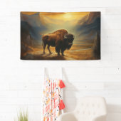 Buffalo Bison Sunset Silhouette Banner (Insitu)