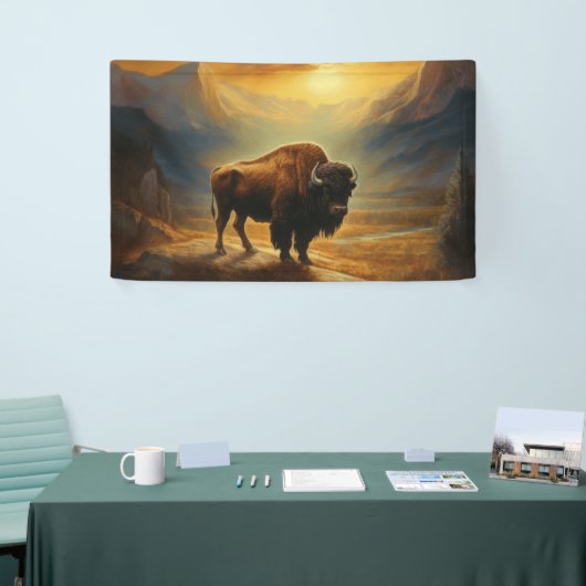 Buffalo Bison Sunset Silhouette Banner (Messeveranstaltung)