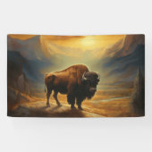 Buffalo Bison Sunset Silhouette Banner (Horizontal)
