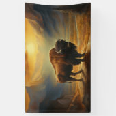 Buffalo Bison Sunset Silhouette Banner (Vertikal)