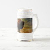 Buffalo Bison Sunset Silhouette Bierglas (VorderseiteRechts)