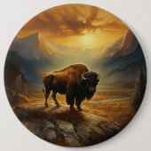 Buffalo Bison Sunset Silhouette Button (Vorderseite)