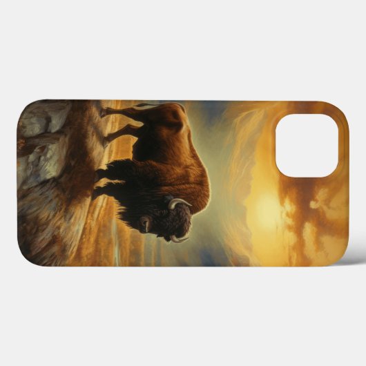 Buffalo Bison Sunset Silhouette Case-Mate iPhone Hülle (Rückseite (Horizontal))