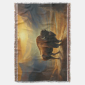 Buffalo Bison Sunset Silhouette Decke (Vorderseite Vertikal)