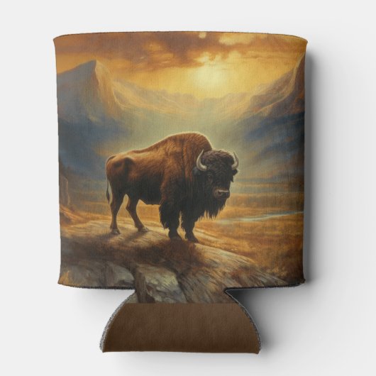 Buffalo Bison Sunset Silhouette Dosenkühler (Rückseite)