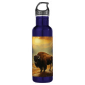 Buffalo Bison Sunset Silhouette Edelstahlflasche (Vorderseite)