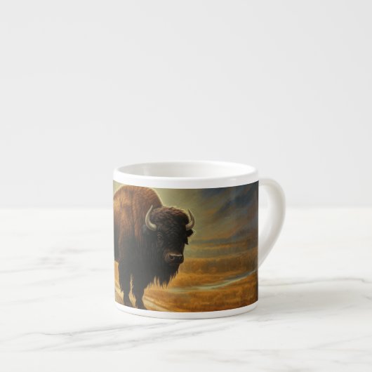 Buffalo Bison Sunset Silhouette Espressotasse (Vorderseite Rechts)
