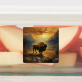 Buffalo Bison Sunset Silhouette Etiketten (Befestigt)