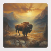 Buffalo Bison Sunset Silhouette Etiketten (Design 1)
