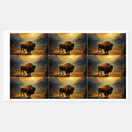 Buffalo Bison Sunset Silhouette Etiketten (Blatt)