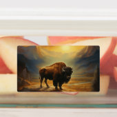 Buffalo Bison Sunset Silhouette Etiketten (Befestigt)