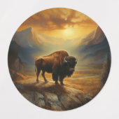 Buffalo Bison Sunset Silhouette Etiketten (Design 1)