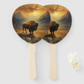 Buffalo Bison Sunset Silhouette Fächer (Vorne und Hinten)