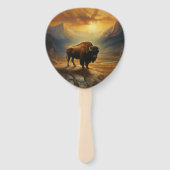 Buffalo Bison Sunset Silhouette Fächer (Rückseite)