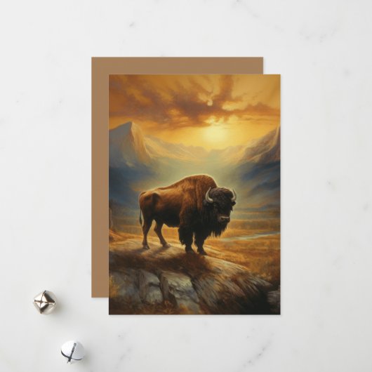 Buffalo Bison Sunset Silhouette Feiertagskarte (Vorderseite/Rückseite Beispiel)