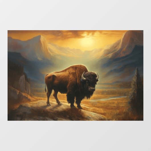 Buffalo Bison Sunset Silhouette Fensteraufkleber (Blatt)