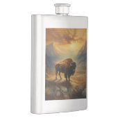 Buffalo Bison Sunset Silhouette Flachmann (Rechts)