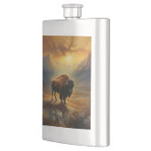 Buffalo Bison Sunset Silhouette Flachmann (Links)
