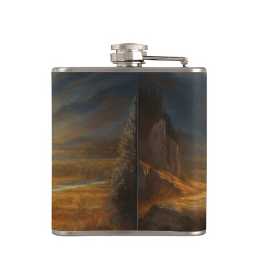 Buffalo Bison Sunset Silhouette Flachmann (Rückseite)