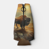 Buffalo Bison Sunset Silhouette Flaschenkühler (Rückseite)