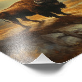 Buffalo Bison Sunset Silhouette Fotodruck (Ecke)