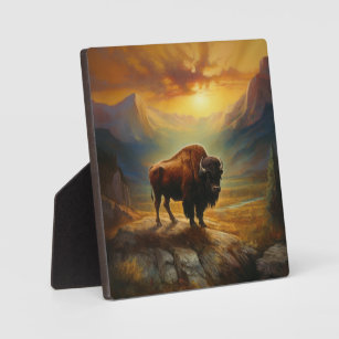 Buffalo Bison Sunset Silhouette Fotoplatte