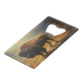 Buffalo Bison Sunset Silhouette Geldbeutel Flaschenöffner (Vorderseite Schrägansicht)