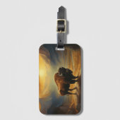 Buffalo Bison Sunset Silhouette Gepäckanhänger (Vorderseite Vertikal)