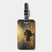 Buffalo Bison Sunset Silhouette Gepäckanhänger (Vorderseite vertikal)