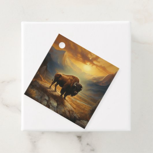 Buffalo Bison Sunset Silhouette Geschenkanhänger (Beispiel)