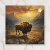 Buffalo Bison Sunset Silhouette Geschenkanhänger (Rückseite)