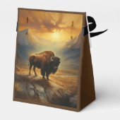 Buffalo Bison Sunset Silhouette Geschenkschachtel (Rückseite)