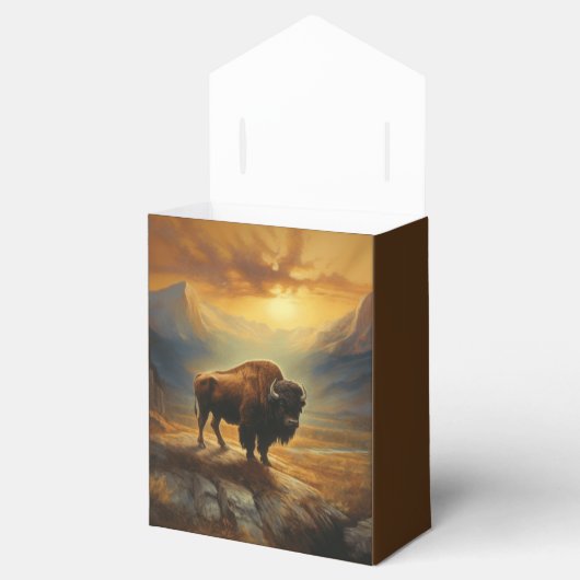 Buffalo Bison Sunset Silhouette Geschenkschachtel (Geöffnet)