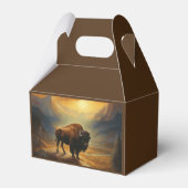 Buffalo Bison Sunset Silhouette Geschenkschachtel (Rückseite)