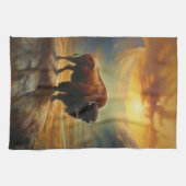 Buffalo Bison Sunset Silhouette Geschirrtuch (Horizontal)