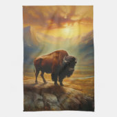 Buffalo Bison Sunset Silhouette Geschirrtuch (Vertikal)