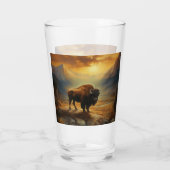 Buffalo Bison Sunset Silhouette Glas (Rückseite)