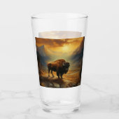 Buffalo Bison Sunset Silhouette Glas (Vorderseite)