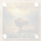 Buffalo Bison Sunset Silhouette Glasuntersetzer (Rückseite)