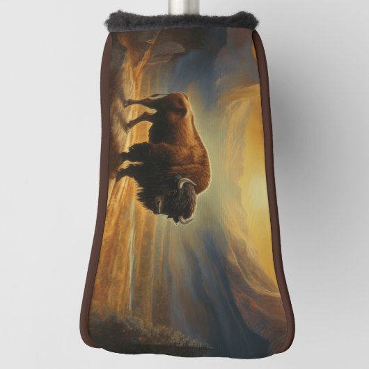 Buffalo Bison Sunset Silhouette Golf Headcover (Rotieren 90)