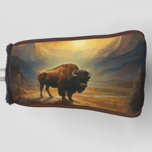 Buffalo Bison Sunset Silhouette Golf Headcover (Vorderseite)