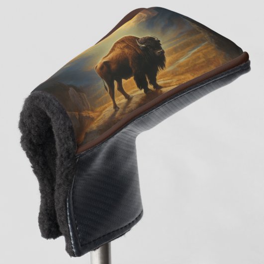 Buffalo Bison Sunset Silhouette Golf Headcover (3/4 Vorderseite)